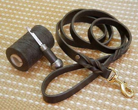 Leather Braided Obedience Lead for GERMAN SHEPHERD walking and t