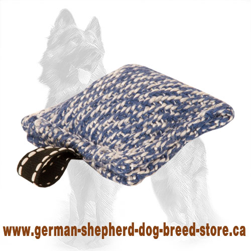 Compact French Linen German Shepherd Bite Tug with Small Loop