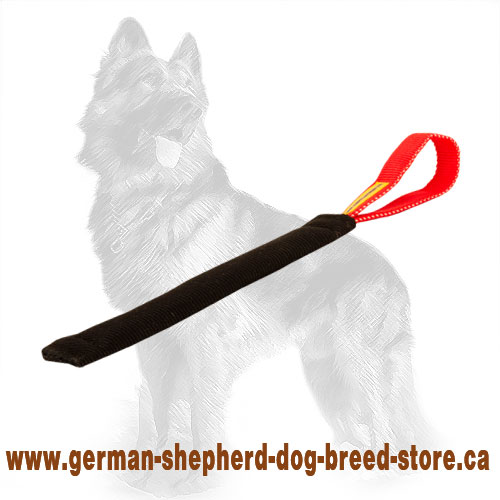 French Linen German Shepherd Pocket Toy / Puppy Bite Tug with Handle - Click Image to Close