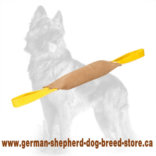 Leather German Shepherd Bite Tug with Two Handles