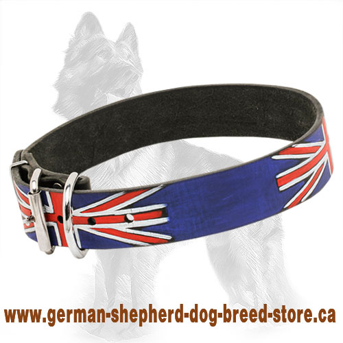 United Kingdom Pride Painted Leather German Shepherd Collar