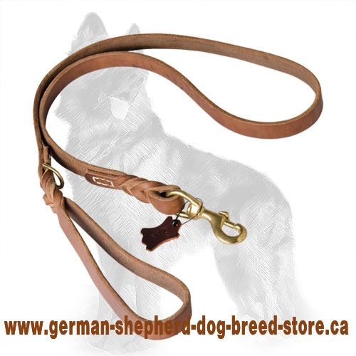 Upgraded English Leather German Shepherd Leash with Braids