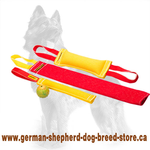 French Linen German Shepherd Training Set of 3 Bite Tugs with Ball Absolutely Free