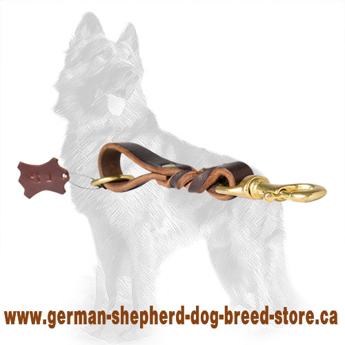 German Shepherd Braided Short Leather Dog Leash - Pull Tab Leash For Collar Or Harness