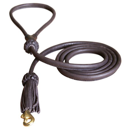 Decorated Round Leather German Shepherd Leash