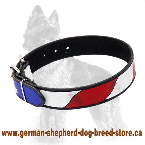 German Shepherd Wide Handcrafted Painted Leather Collar