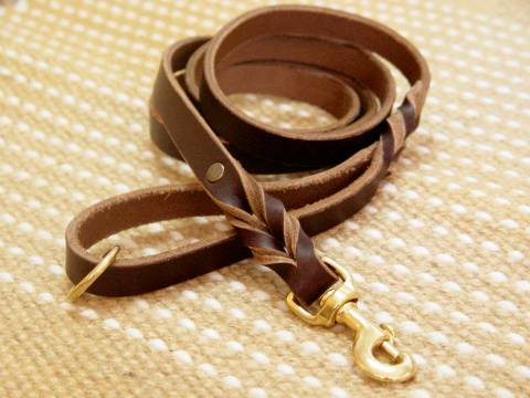 Handcrafted leather dog leash for German shepherd