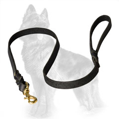 Braided Leather German-Shepherd Leash Additionally Riveted