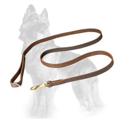 Stitched Leather German-Shepherd Leash 6 FT Long