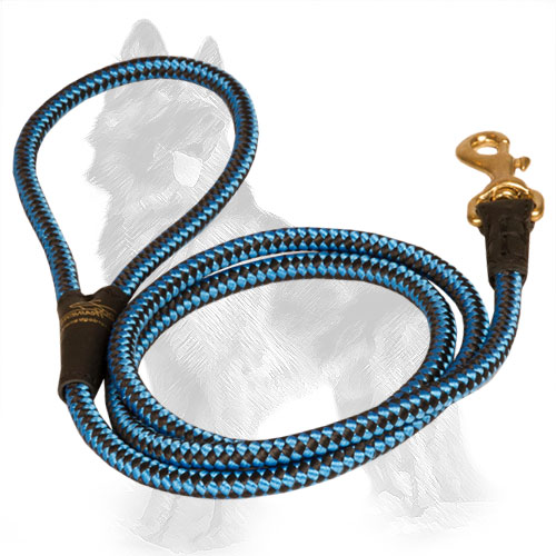 Blue Nylon Cord German-Shepherd Leash Equipped with Brass Snap Hook