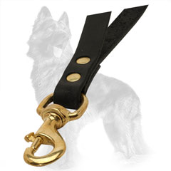 German-Shepherd Leather Dog Handle Equipped with Brass  Snap Hook