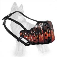 Hand Painted Leather Muzzle With Flames