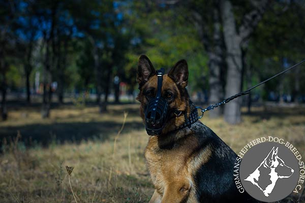 Snugly-fitted Leather German-Shepherd Muzzle with Adjustable Strap