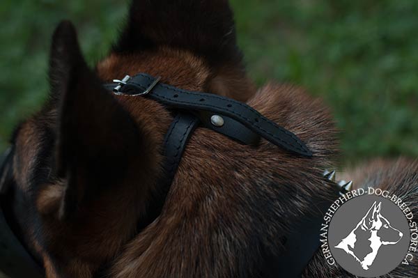 Ergonomic Leather Dog Muzzle with  Adjustable Strap on Head