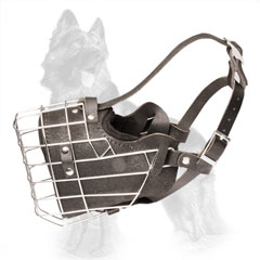 Full Grain Leather Padded Wire German-Shepherd Dog  Muzzle
