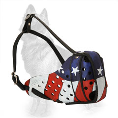 American Flag Painted Leather German-Shepherd Muzzle