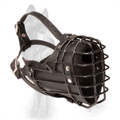 German-Shepherd Metal Cage Dog Muzzle Fully Padded with  Leather