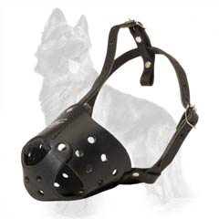 Leather German-Shepherd Muzzle with Adjustable Straps