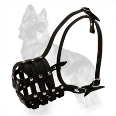 Walking Leather Dog Muzzle for German-Shepherds