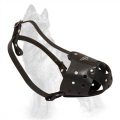 German-Shepherd Dog Muzzle of Black Leather
